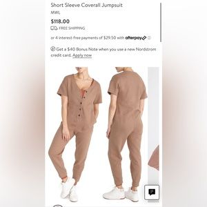 Madewell MWL Short Sleeve Coverall Jumpsuit